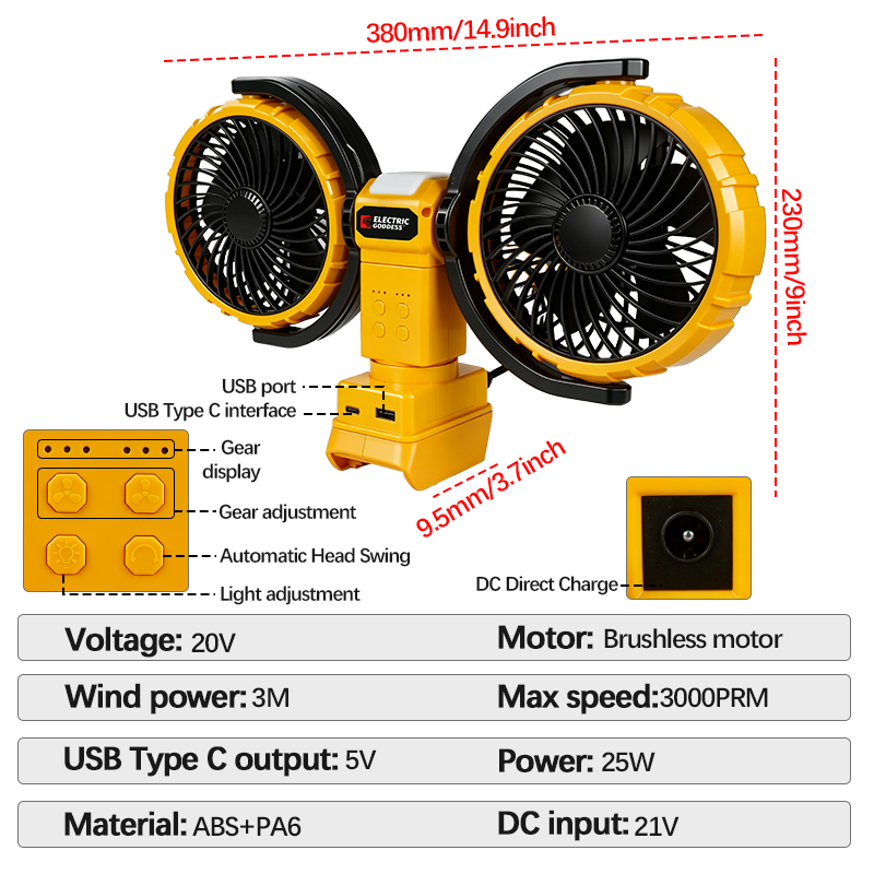 3000RPM 휴대용 듀얼 헤드 팬 360 °   회전 - Power Tools Lowes 리뷰 및 가격