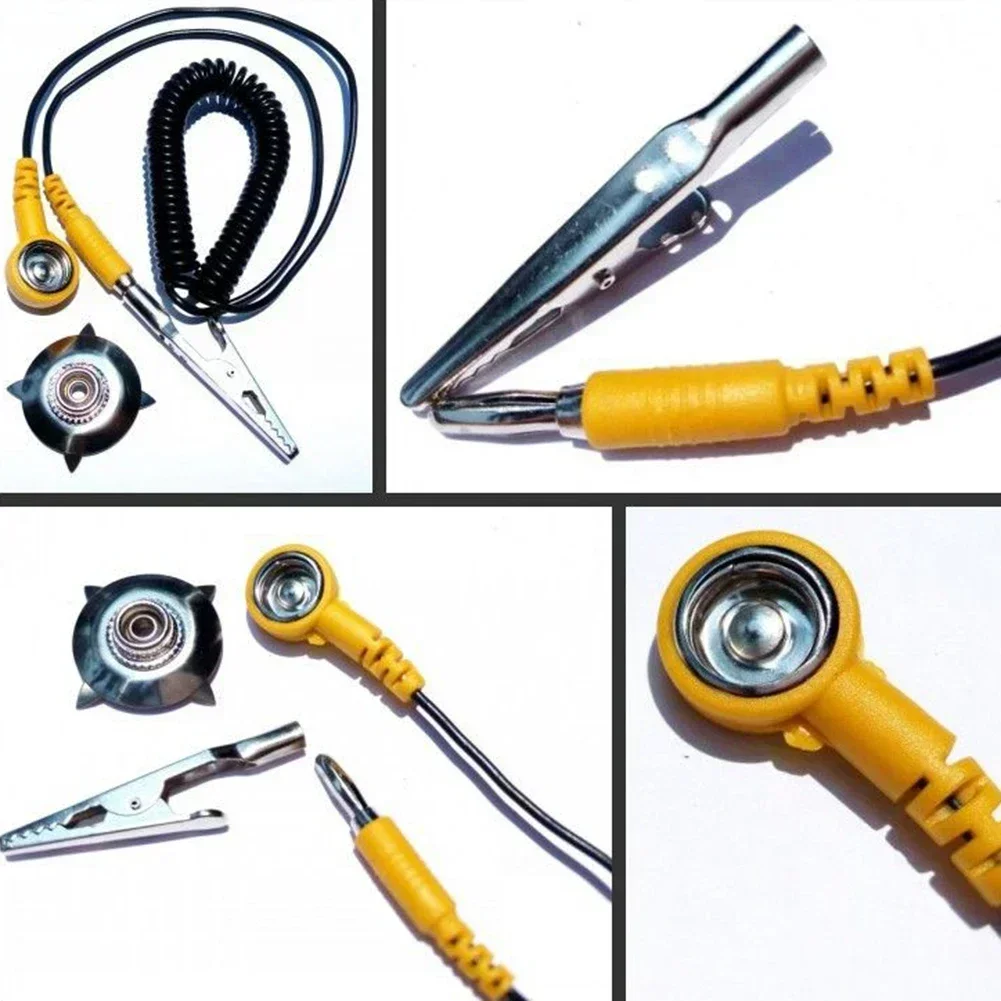 1pc ESD 접지 와이어 정전기 방지 노란색 검정색  - Power Tools Yellow And Black 리뷰 및 가격